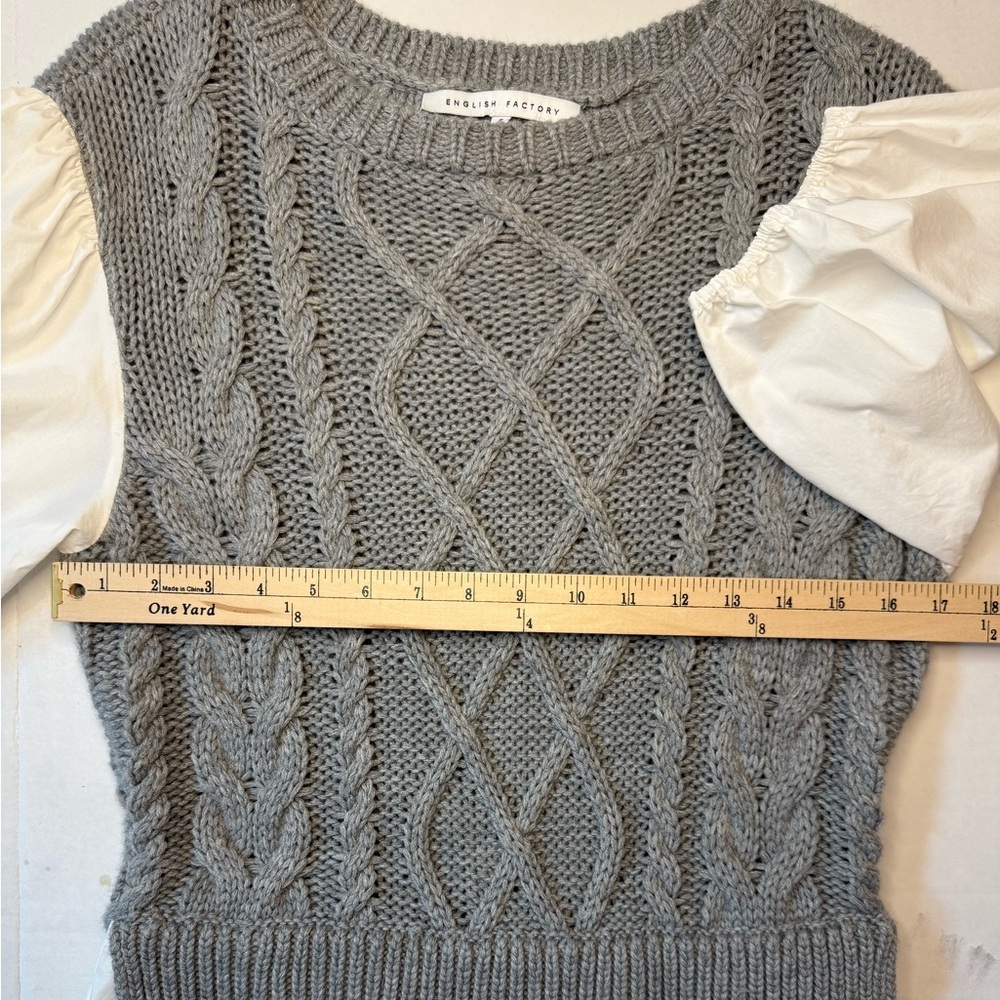 English Factory Mixed Media Cable Knit Down Midi Dress Size Small - Picture 4 of 10